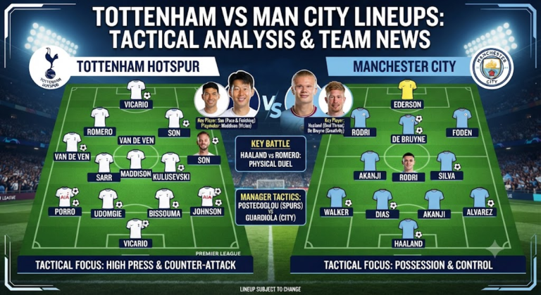 Tottenham vs Man City Lineups